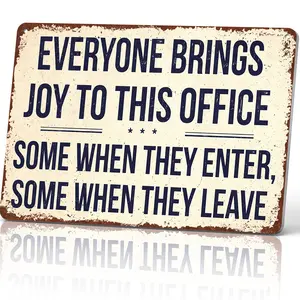 Everyone Brings Joy to This Office Humor 8x12 Inch Aluminum Metal Sign - Funny Workplace Wall Decor for Office, Break Room, Cubicle, Co-Working Space - Retro Tin Sign Gift for Coworkers, Bosses and Office Humor Fans