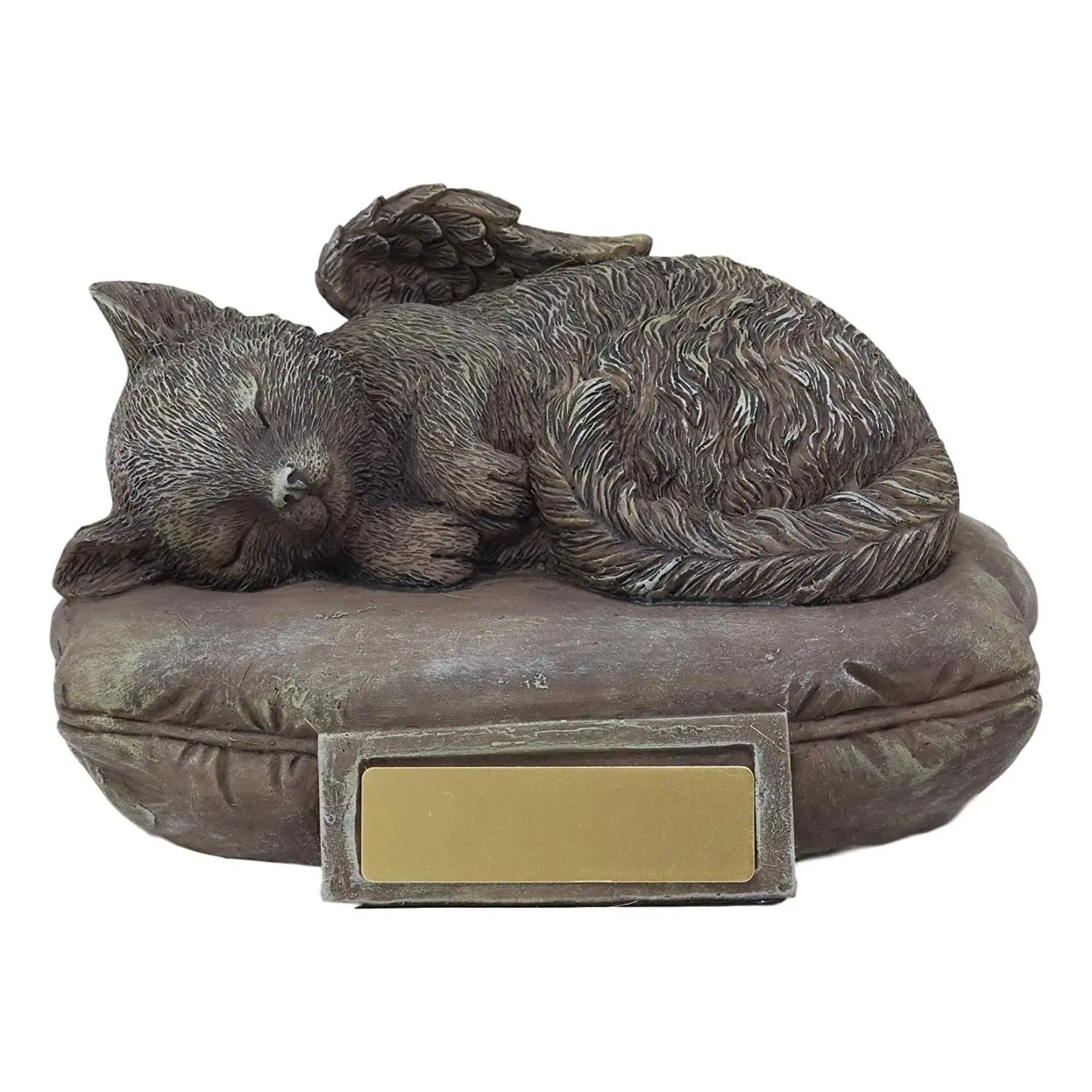 Heavenly Angel Cat Sleeping On Pillow Cremation Urn Small Pet Memorial Statue