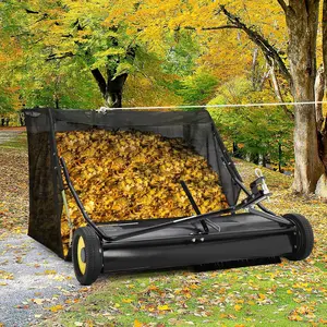 52" Tow-Behind Lawn Sweeper, 27 Cu. Ft Hopper Bag Capacity; Leaf & Grass Catcher, with Adjustable Brush Height and Dump from Seat Handle
