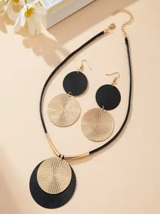 Creative Unique Large Round Vintage Dangle Necklace Earrings Set, Jewelry Set, Designed for Women, Personalized Design, Exaggerated Style, Trendy Jewelry Set