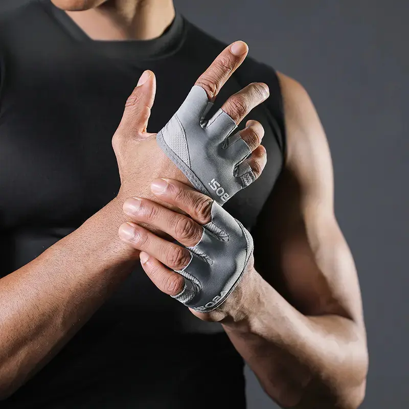 [Anti-Slip Half-Finger Fitness Gloves] 2pcs Unisex Workout Accessory, Anti-Slip Breathable Quick-Dry Moisture-Wicking Fabric, Ergonomic Finger Support, Lightweight for Yoga, Gym Workouts - Light Gray/Pink/Black, Fitness Accessory, Anti-Skid Weight Lifting