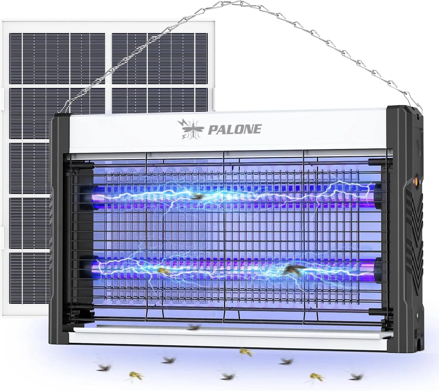 Solar Bug Zapper Outdoor, USB & Solar Rechargeable Mosquito Zapper, 4000V Electric Fly Zapper with 8W Solar Panel & 3M Cord, Waterproof UV Insect Killer for Patio, Backyard, Balcony, Indoor#Summervibes