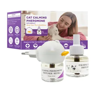 30 Day Cat Calming Plug In Pheromone Diffuser Starter Kit, 48ml*2 - Helps Reduce Common Signs of Stress in Cats & Kittens, Enhanced Calming