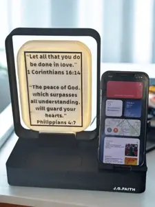 J.G.Faith "Love & Peace" Scripture Lamp + Phone Stand - Dual Purpose Lamp with Scripture Design for Bedrooms & Offices