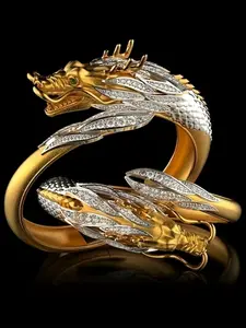 Men's Fashion Elegant Oriental Dragon Ring, Wedding Engagement Party Jewelry Gift, Stylish Men's Accessory for Special Occasions, Statement Rings
