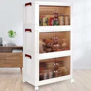 Household Plastic Foldable Storage Bins for Storing Clothes, Simple Installation Storage Bins and Upgrade Thickened Material with 360 ° Universal Pulley