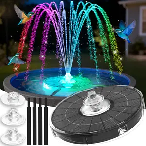 PoolPop 4000mAh Solar Fountain,2026 Solar Bird Bath Fountain Pump,3 Spray Solar Powered Water Fountain with Lights,Floating Birdbath Fountain,DIY Water Bird Bath Fountain for Outdoor,Garden,Pond-Dark