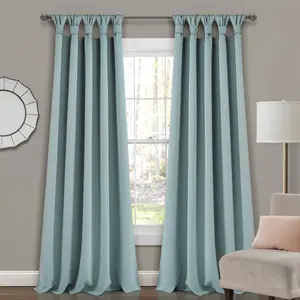Lush Decor Insulated Knotted Tab Top Room Darkening Window Curtain Panels - Set of 2, 52"W x 84"/95‘’L - Long Living Room Curtains - Bedroom Curtains