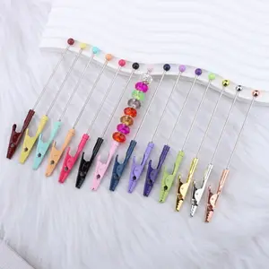 10 Piece Beaded Crocodile Clips Set, DIY Keychain Pendant Beading Making Materials, Handmade Jewelry Supplies, Decorative Accessories, Round Beads