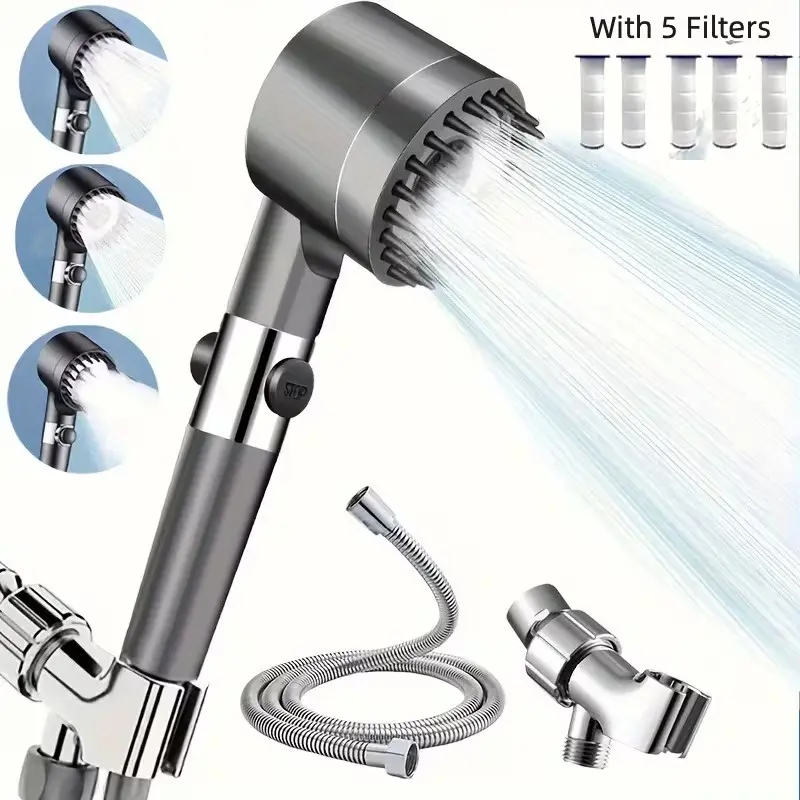 Filtered Handheld Shower Head, High-Pressure Model with ON/OFF Switch, Anti-Clog Nozzles, 4 Spray Settings, Hard Water Filter to Remove Chlorine & Reduce Dry Itchy Skin (Home Supplies, Party Bags & Gifts)
