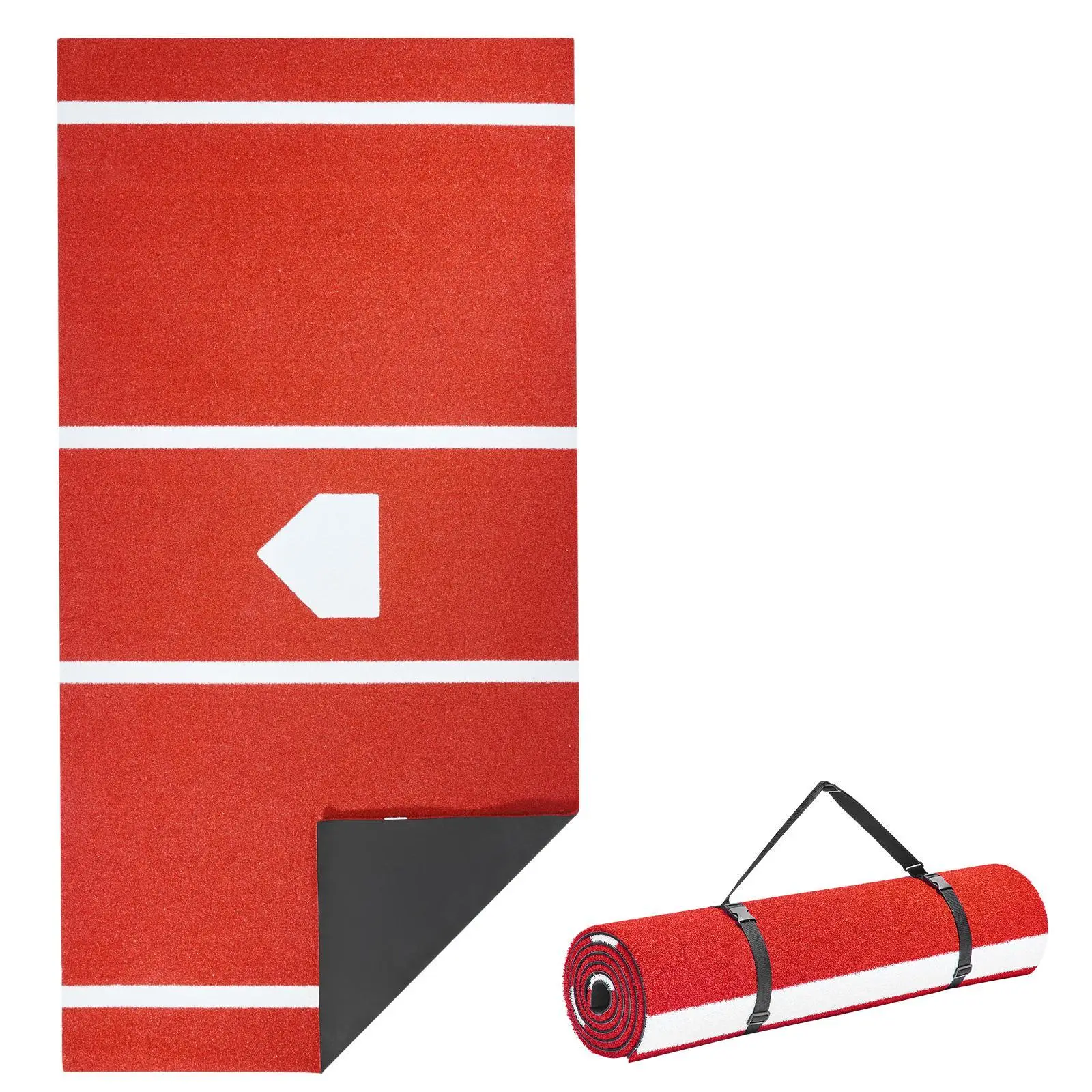 【SummerFinds】VEVOR Baseball Hitting Mat, 10x3.8 ft Batting Cage Mat, Batters Box Turf Mats, Softball Batting Practice Equipment with Home Plate and Anti Fade Turf, Portable Training Aid for Indoor Outdoor, Red
