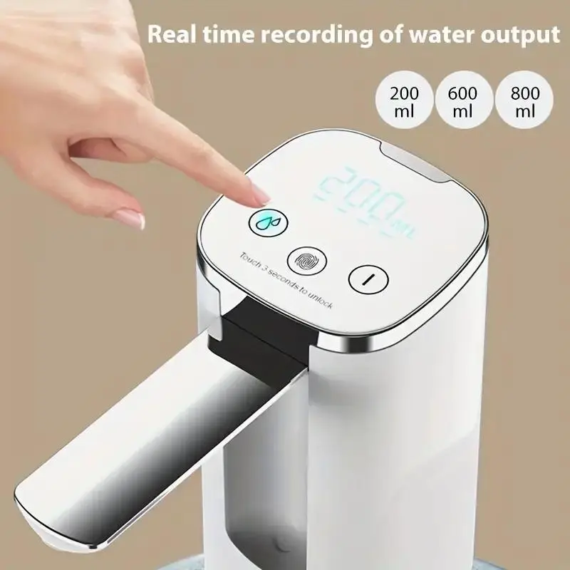 Cordless Rechargeable Smart Electric Water Dispenser Pump (1pc) - Digital Display for Effortless Monitoring, Universal for 3-5 Gal Bottled Water, Outdoor-Ready Kitchen Appliance for Home/Office Pump Needs, 3-5 Gallon