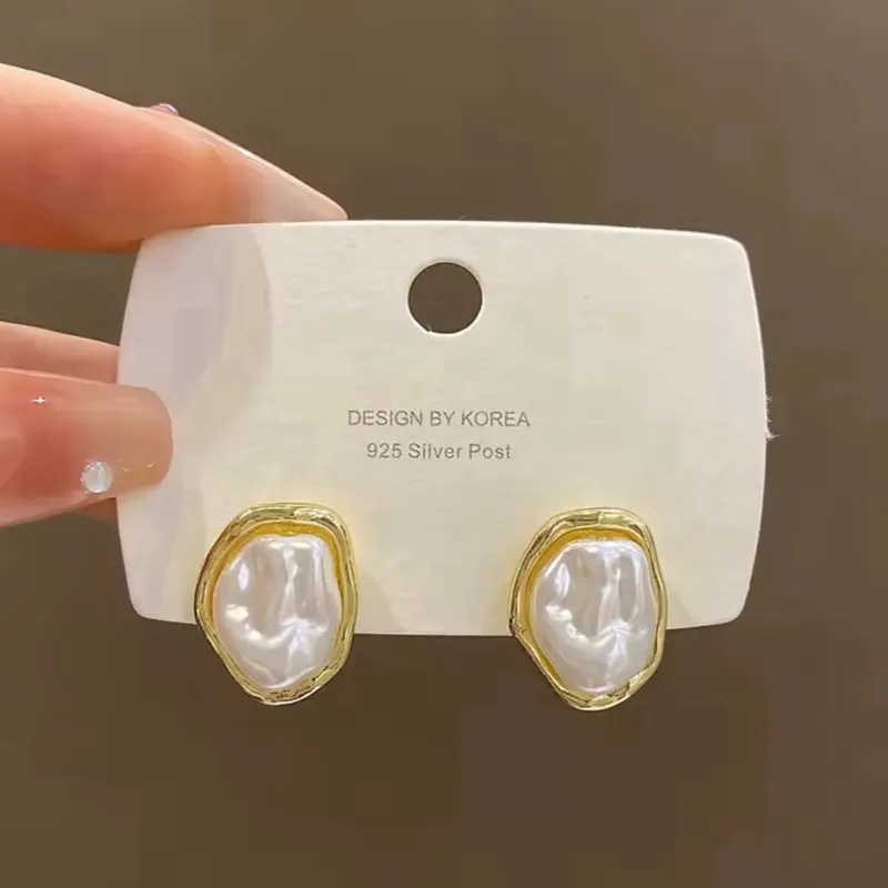 Baroque Pearl Stud Earrings For Women 14k Gold Plated Irregular Pearl Earrings Chunky Big Pearl Earrings Vintage Pearl Statement Earrings Jewelry Gift For Women