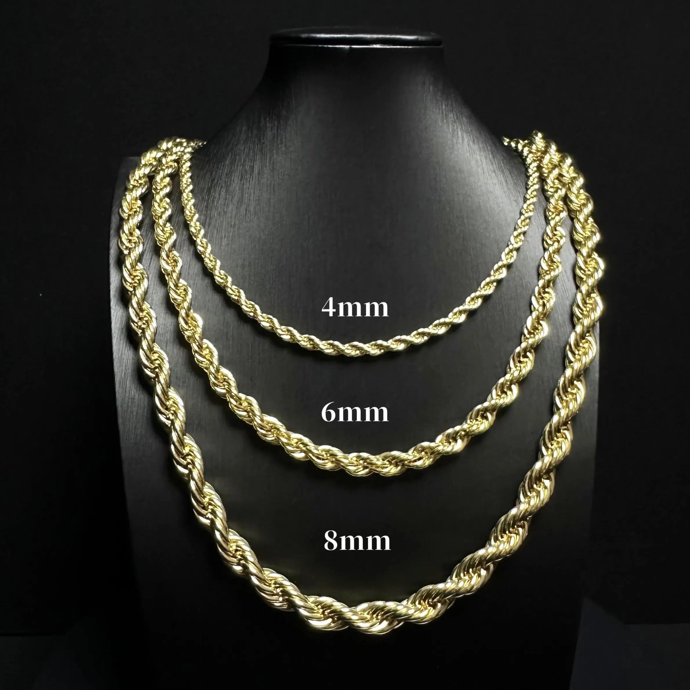 14K Rope for & Women, Twisted Hip Hop , Faceted Cut, 4mm/6mm/8mm, 550mm/600mm Streetwear name stack men's tarnish proof lewis hamilton birthstones niki safety pin kevin chew Sterling Silver Cross paper clip neckl whimsic Ne neckla Jesus Cruci cha puka she
