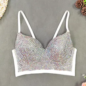 Tank Tops Bra Blusas Short Hand-Stitched Beading Sequins Corset  Vest Sexy Clothes Summer Spring Hot High Quality Woman Clothing Sling Wedding Party Blind Date Stage Party Shaper Ladies Crop Shirt Tube Tops