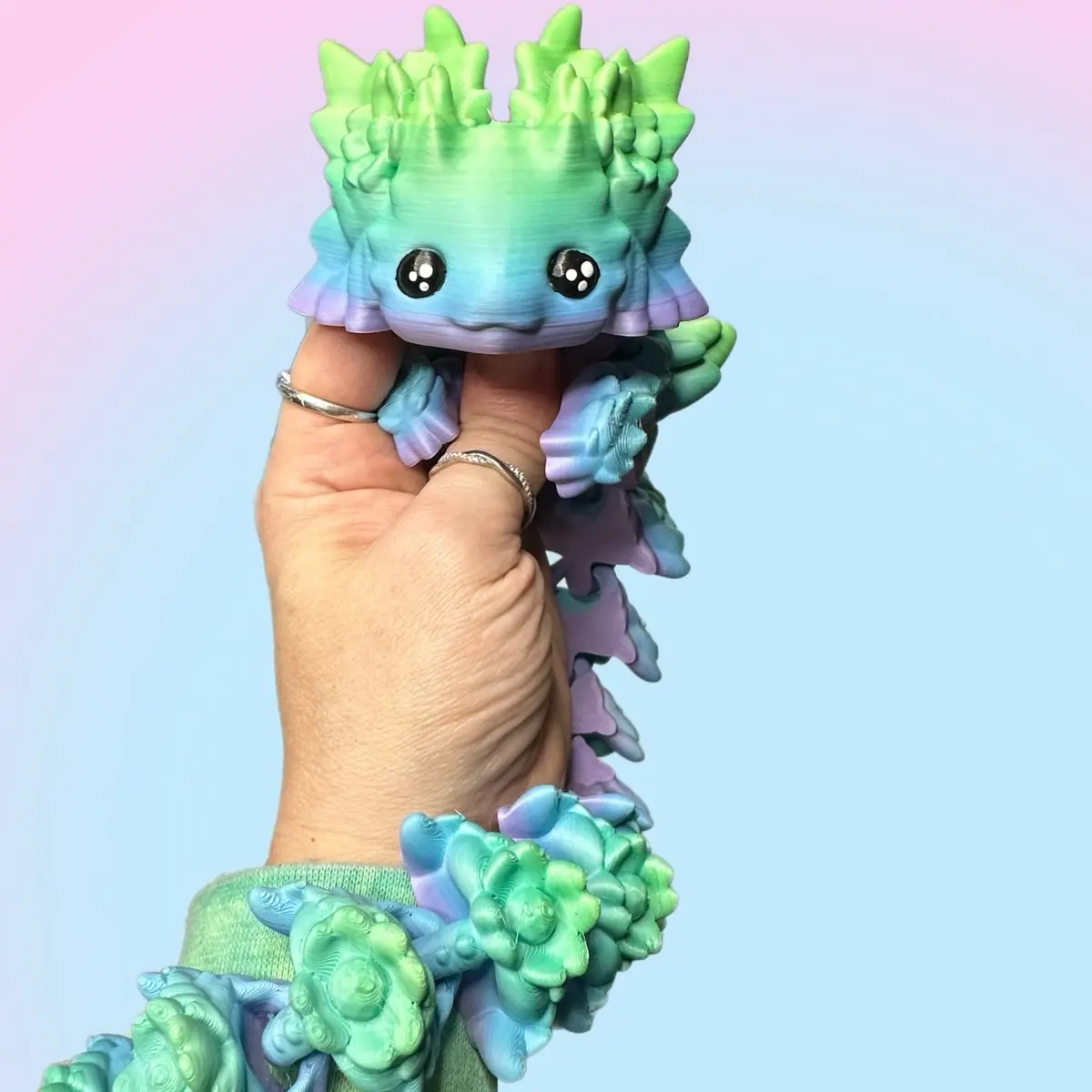 3D Printed Articulated Axolotl Dragon Figurine