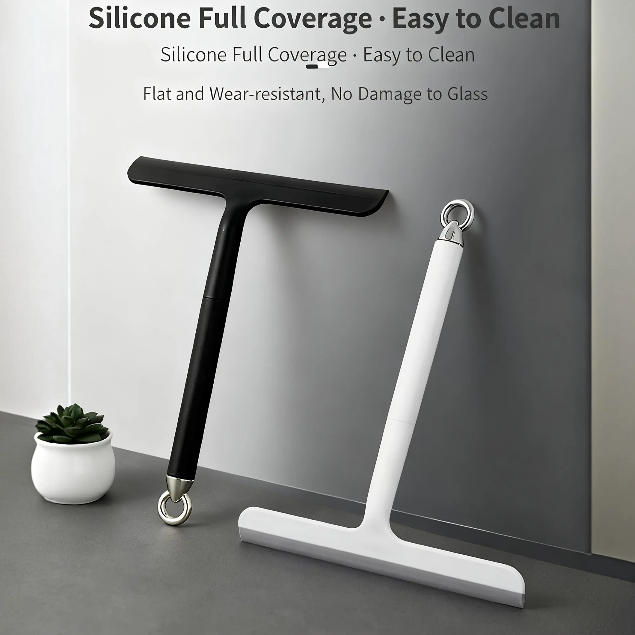 Durable Plastic Body Glass Squeegee Cleaner with Scraper Blade, Comfortable Handle, Hanging Hook for Space-Saving Storage, Multipurpose for Bathrooms, Kitchens, Handle Squeegee