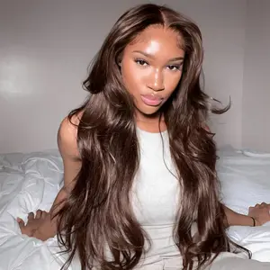 Tinashe Human Hair #4 Chocolate Brown Pre-Cut 6x5 HD Lace Wig Pre-Bleached Knots Wear & Go Glueless Wig Pre-everything