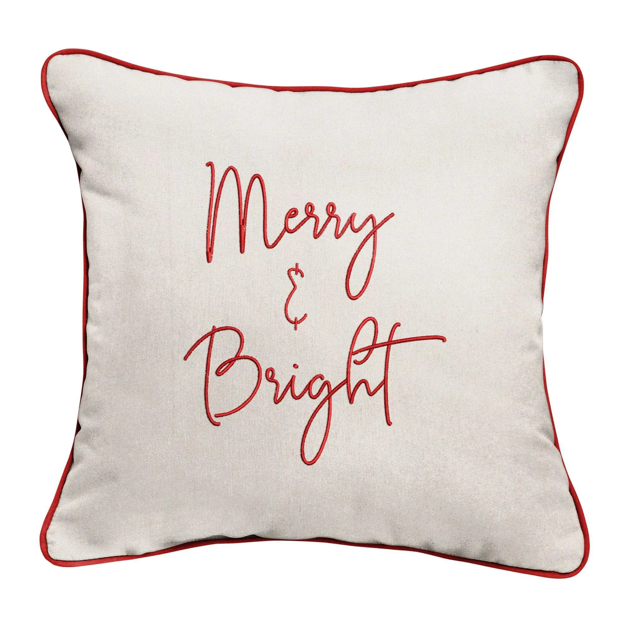 Sorra Home Merry & Bright Embroidered SunbrellaPillow