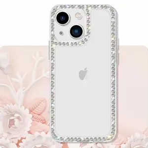 Clear Bling Diamond Rhinestone Cute for Girls Women Girly Case Glitter Shiny Sparkle Bumper Design Soft Silicone Luxury Fashion Protective Phone Case, Compatible with iPhone 17/16/15/14/13/12 Pro Max Plus Air 17E 16E
