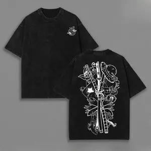 ToolHeaven Gomu Gomu No Mi Shirt - One Pieceeee Anime Double Printed Vintage Washed Tee Unisex Oversize Anime Manga Washed Heavyweight Cotton T-shirt, Gift For Anime Fan, Anime Lover