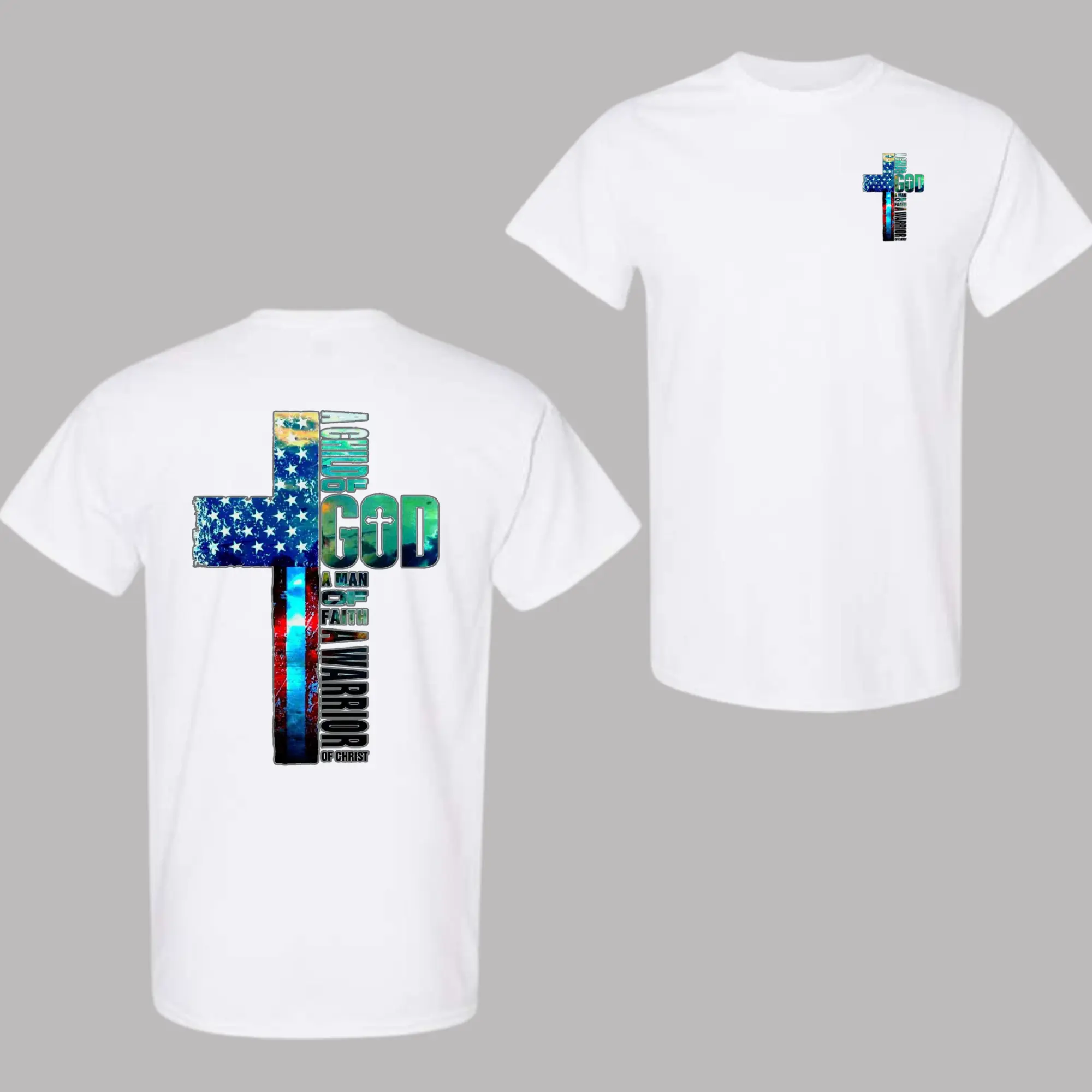 Armor of God T-Shirt – Christian Warrior of Christ Tee with American Flag Cross – Patriotic Religious Shirt for Men, USA Faith Streetwear