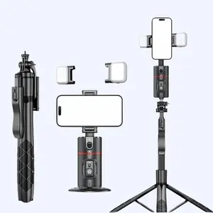 Desktop Selfie Stick Gimbal, 360° Adjustable Selfie Stick with Tripod, Cellphone Camera Stabilizer Travel Tripod Stand for Live Streaming, Mobile, Tripod Light Vlogging Kit, Smartphone Rotating Stand, Smartphone Camera Accessories