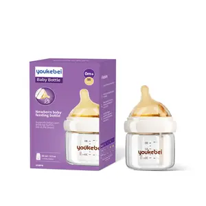 Anti-Colic Glass Baby Bottle with Patented Vent Design, Breast-Like Nipple, 4-in-1 Portable Cup Brush Included, Ideal for Newborns