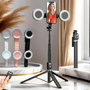 2026 6-in-1 Selfie Tripod w/Dual Fill Lights & Wireless Remote | Portable Adjustable Phone Stand | Detachable 360° Compact Travel Tripod