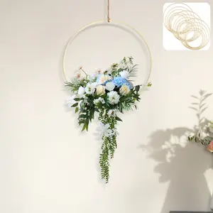 18Counts Bamboo Rings Set 6 Sizes DIY Craft Hoop for Wedding Wreath Decor Dream Garland Ribbon Decorating Natural Material Smooth Hoops for Home Party Decoration