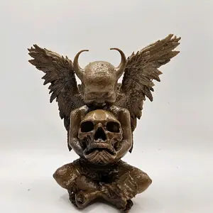 Gothic Winged Demon cherub Figurine - Handcrafted Resin Statue for Home Decor and Collectibles