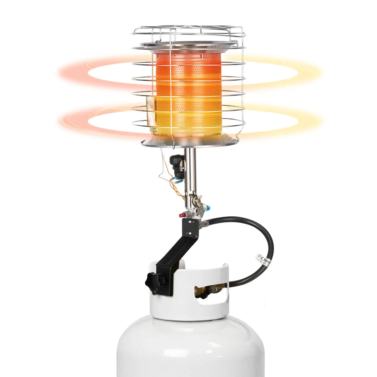 VEVOR Chrome Steel & Aluminum Single Burner Propane Tank Top Heater, 42000 BTU Rapid Heating, 360-Degree Infrared Radiant, Stepless Adjustable Temp, Compact Lightweight, Open Flame Ignition, 1000 ft² Coverage for Camping, Ice Fishing, Compactlightweight