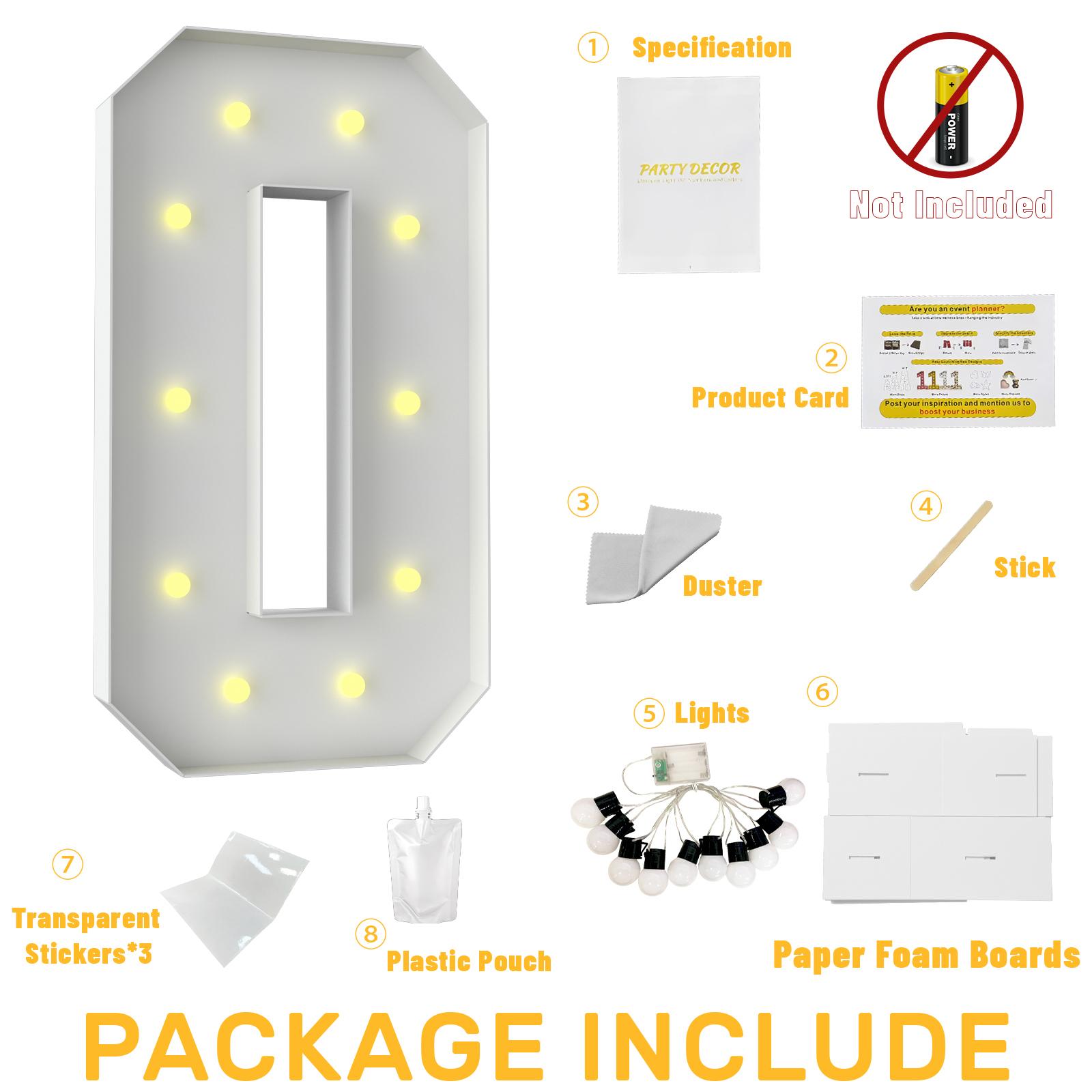 4FT Light Up Numbers 0-9, DIY Assembly, LED Warm Paper Foam Marquee Numbers for First Birthday Party Birthdays Graduation Party Wedding Baby Shower
