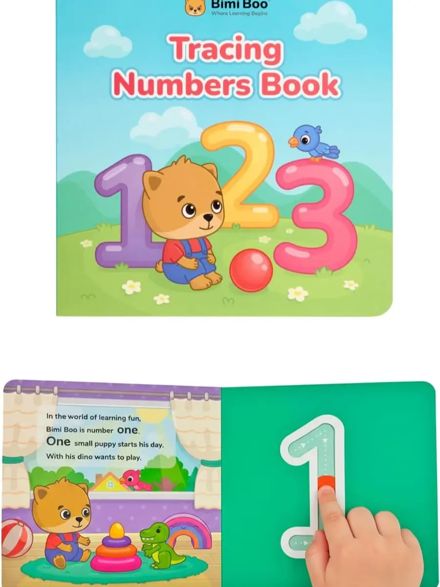 Bimi Boo Numbers Tracing Book - Early Math Tracing Activity for Babies - Toddler Counting Toy