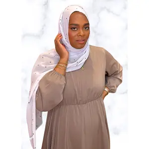 White Dotted Chiffon Printed Hijab - Versatile Design for Various Occasions