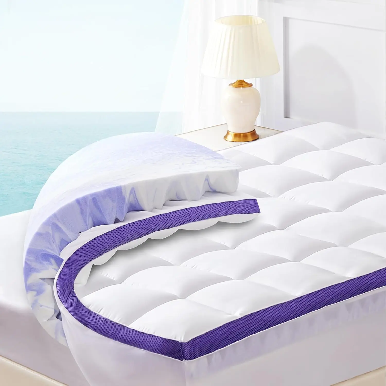 4" Dual Layer Memory Foam Mattress Topper for Dorm Beds