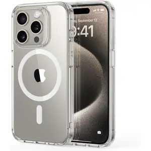 Acrylic Back, Magnetic Transparent Case,Compatible with MagSafe Case for iPhone 15, 5.81 inch, Shockproof,for iPhone 17/16 Pro Max 15 14 13 12 11 Pro Max