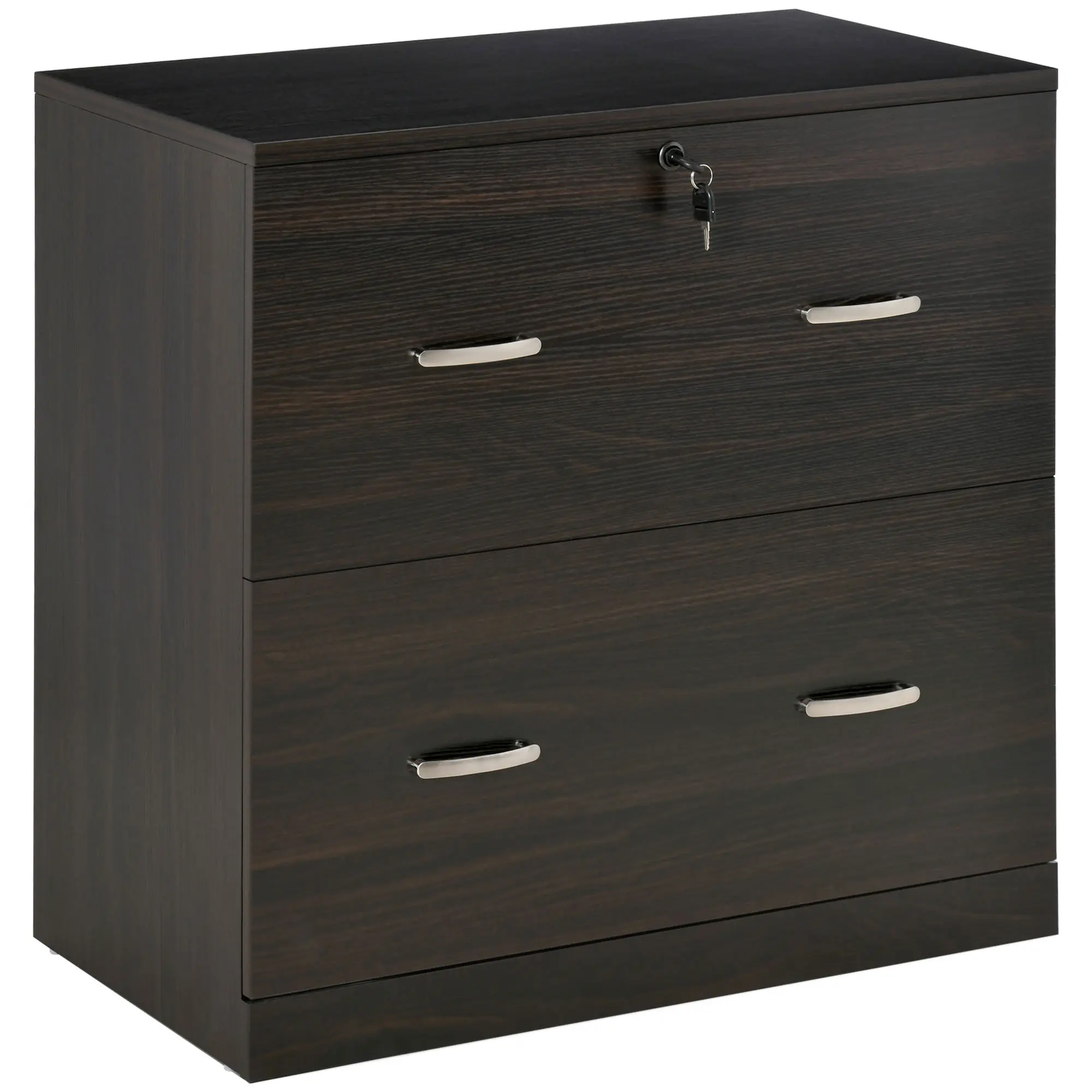 Vinsetto 2-Drawer File Cabinet with Lock and Keys, Lateral Storage Filing Cabinet with Hanging Bar for Letter Size, Home Office, Walnut