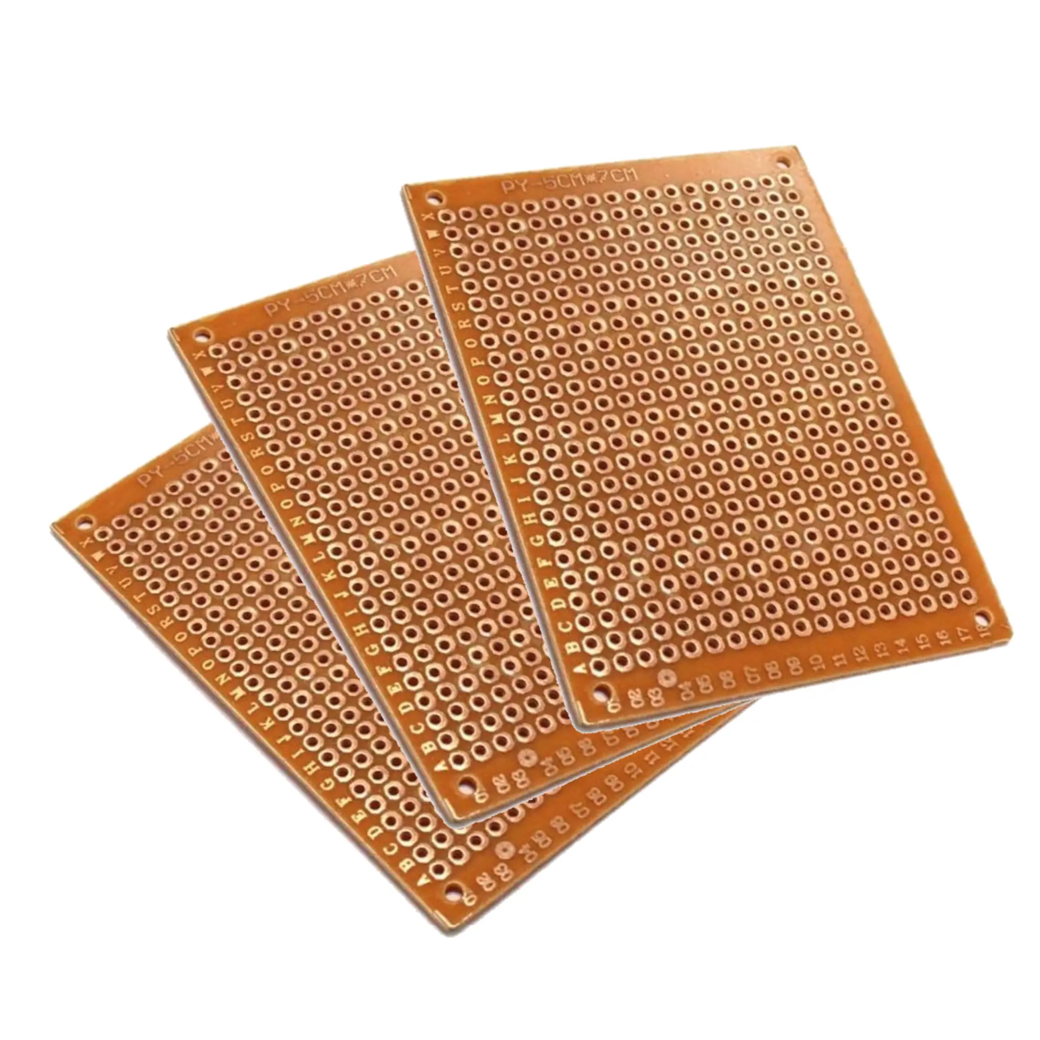 ST SHILLEHTEK Copper Prototype PCB Board 3-Pack (5x7cm) - Grid Layout, Pre-Drilled Holes, Routing Support for Arduino, Pi, Soldering Projects - Boosts Builds Integrity for Hobbyist Makers