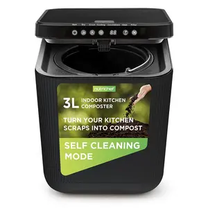 Food Waste Bin- 3 Liters Garbage Bin Countertop, Automatic Food Cycler Compost Bin (Grey) Kitchen Plastic Cleaning