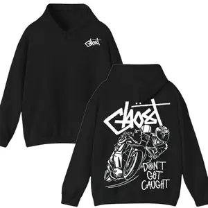 Don’t Get Caught Ghost Hoodie, Motorcycle Graffiti Graphic Hoodie, ghost racing hoodie, Gift For Women Mens, Mens Womenswear Top, Streetwear Style Cotton Spandex Men's Streetwear Hoodie unisex