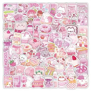 103Pcs Adorable Pink Food Snacks Stickers Waterproof Decor Decals