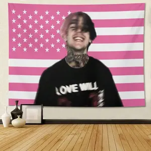 Lil Rapper Peep Music Album Poster Tapestry Flag For Living Room Bedroom Wall Hanging For Friends Pink Gift