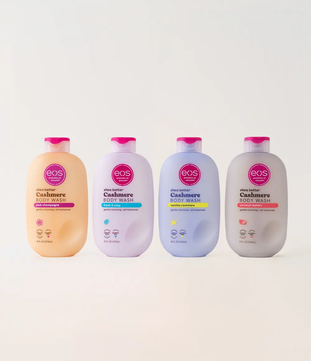 eos Cashmere Body Wash 4-Pack Bundle - Vanilla Cashmere, Fresh & Cozy, Pink Champagne, Coconut Waters