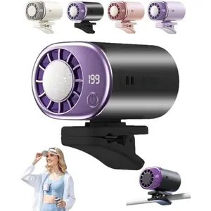 2026 Car Clip on Air Conditioner Fan with LED Display, Portable Mini Cooling System for Auto Vehicle, USB Rechargeable Battery Powered Gadget, 360° Rotation Adjustable 199 Speeds Truck Tent