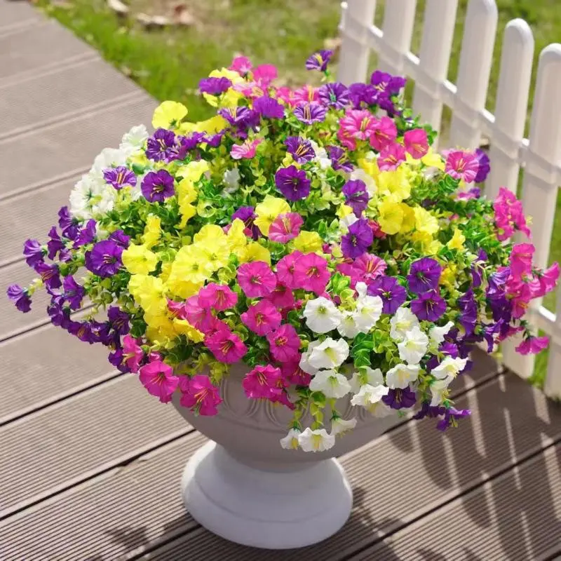 Artificial Flower (12/24pcs/set), faux flower，Spring/Summer Decoration UV Resistant Colorful Fake Flower, Decorative Bouquet for Home Decor Garden Party Wedding Decor