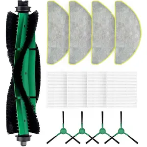 Y0140 Robot Vacuum Part Replacement: for   104 105 Y0140 Q0120 Y0110 Q011 Q0520 Vac/Combo Models - 1 Main Brush, 4 Side Brushes, 4 HEPA Filters,4 Mop Pads| Solution