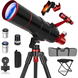 Telescope for Adults High , 90mm Aperture 550mm Professional Telescope for &Beginners with Folding Stool&Tripod&Phone Adapter&Carrying Bag, Portable Travel Refractor Astronomical Telescopes