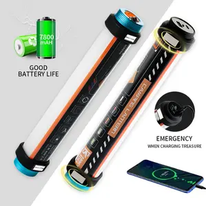 Multi-functional flashlight – 7800mAh power bank function, equipped with magnetic work light, camping light, warning light, window breaker, IP68 waterproof rating, shockproof, 6 lighting modes, suitable for camping, outdoor and home use.