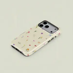 Luxury Floral Tulip Pattern Dual Layer Protective Case, Scratch-Resistant Tpu Material, Shockproof Protection Design for iPhone & Samsung Series